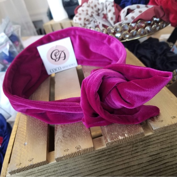 “Fuchsia Crushed Velvet” Coco Armadio Wire Headband. - Picture 1 of 2